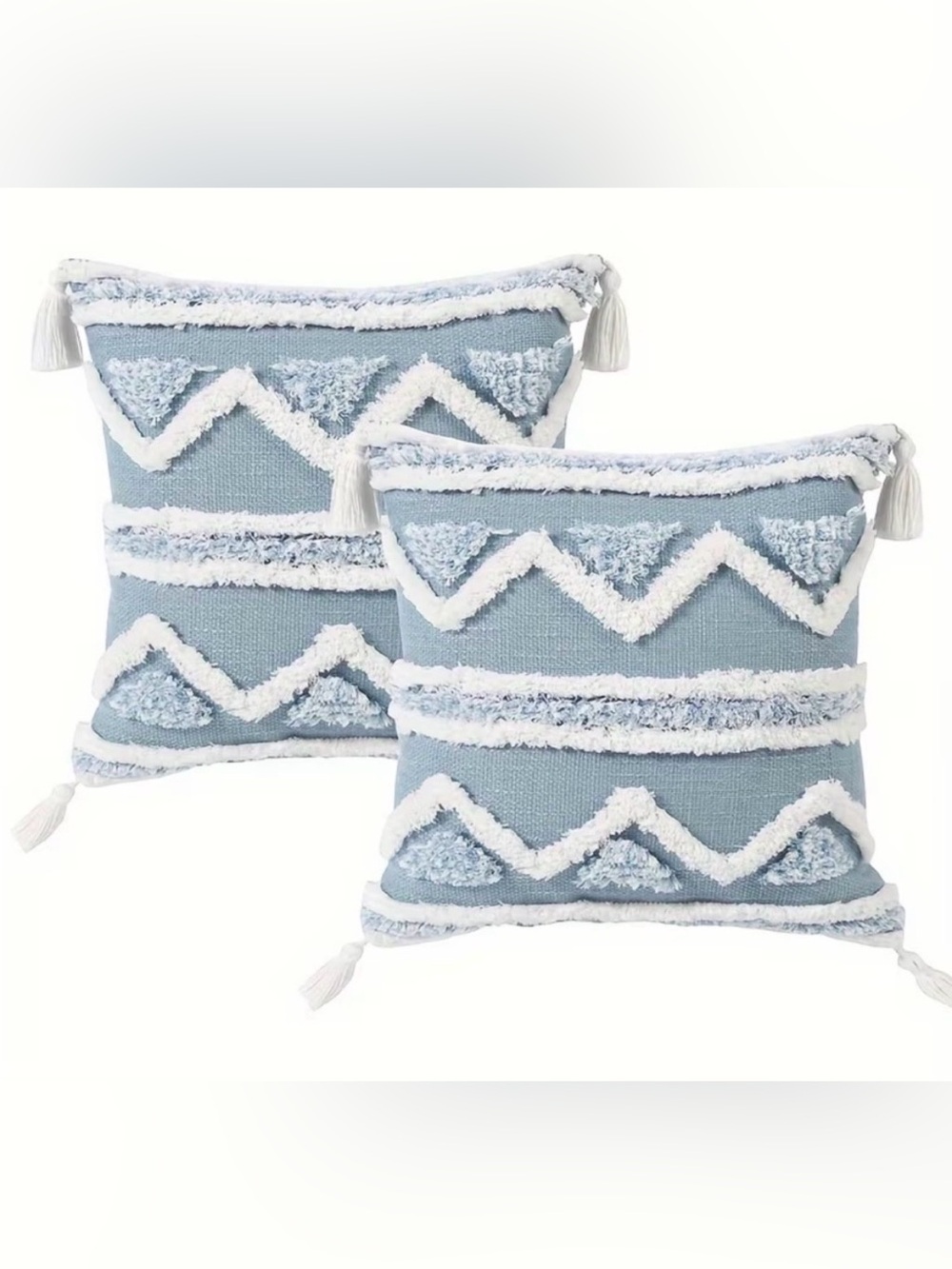🌊 1 Blue and White Textured Throw Pillow Covers | 20” x 20”